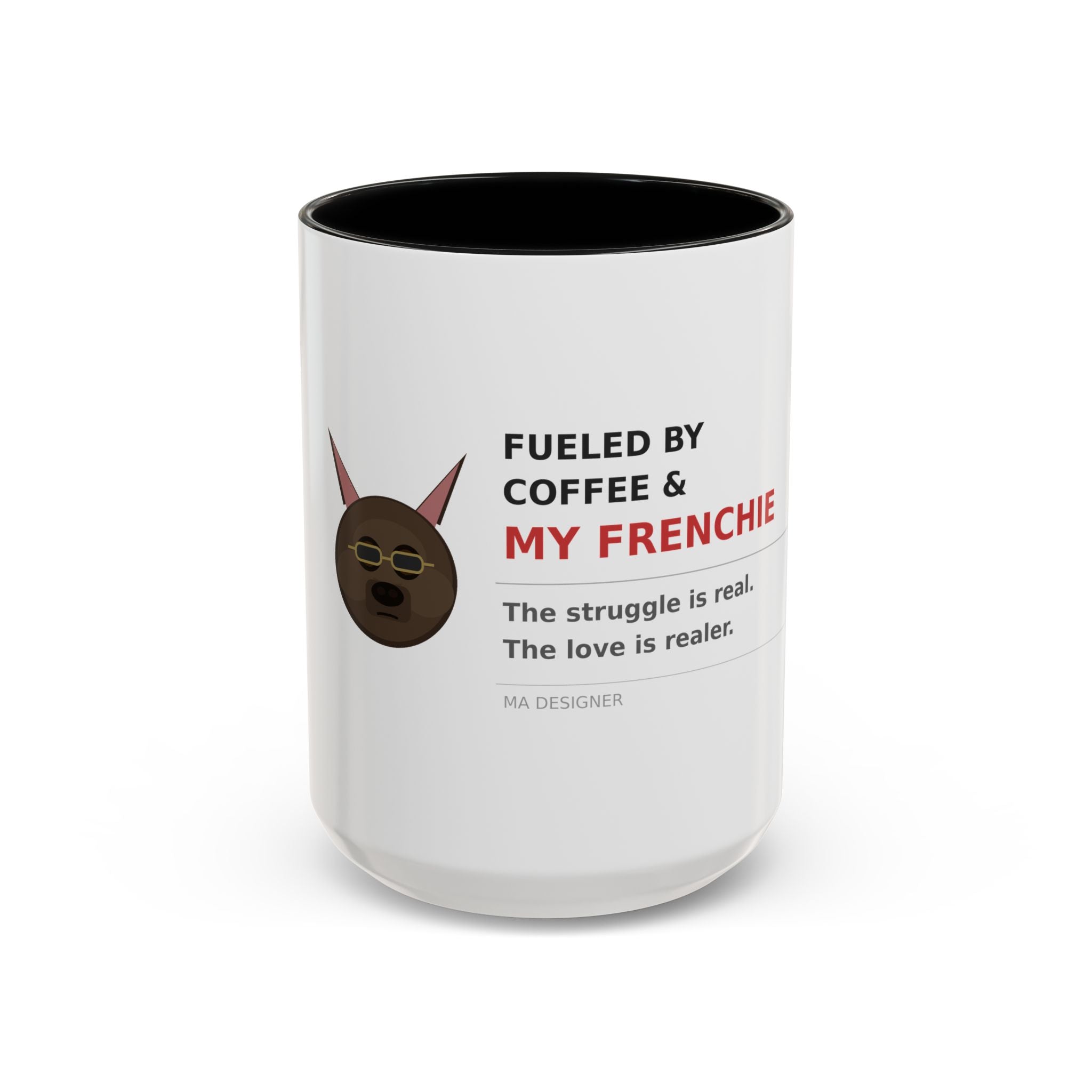 Frenchie Coffee Mug | "Fueled by Coffee & My Frenchie" Accent Mug