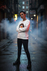 White sweatshirt with a dragon design and 'Dragon Soul' text on a white background
