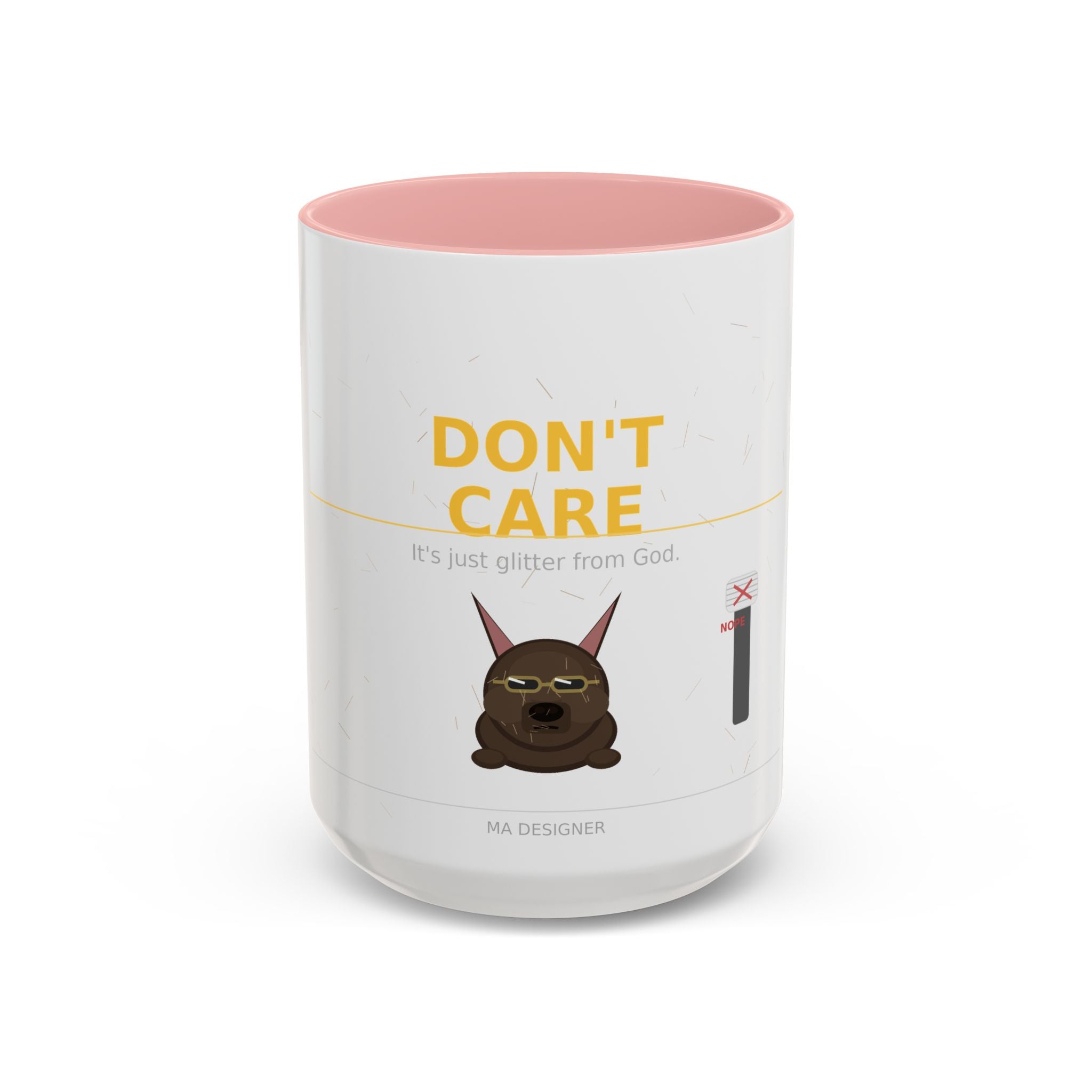 Don't Care Coffee Mug — Funny Cute Bat Character with 'It's Just Glitter From God'