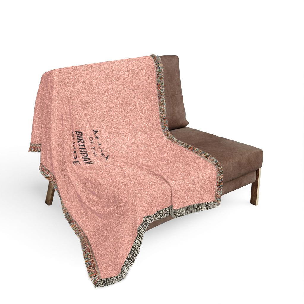 Woven Blanket — 'Mama Raised A Legend' Cozy Fringe Throw (Pink & Blue)