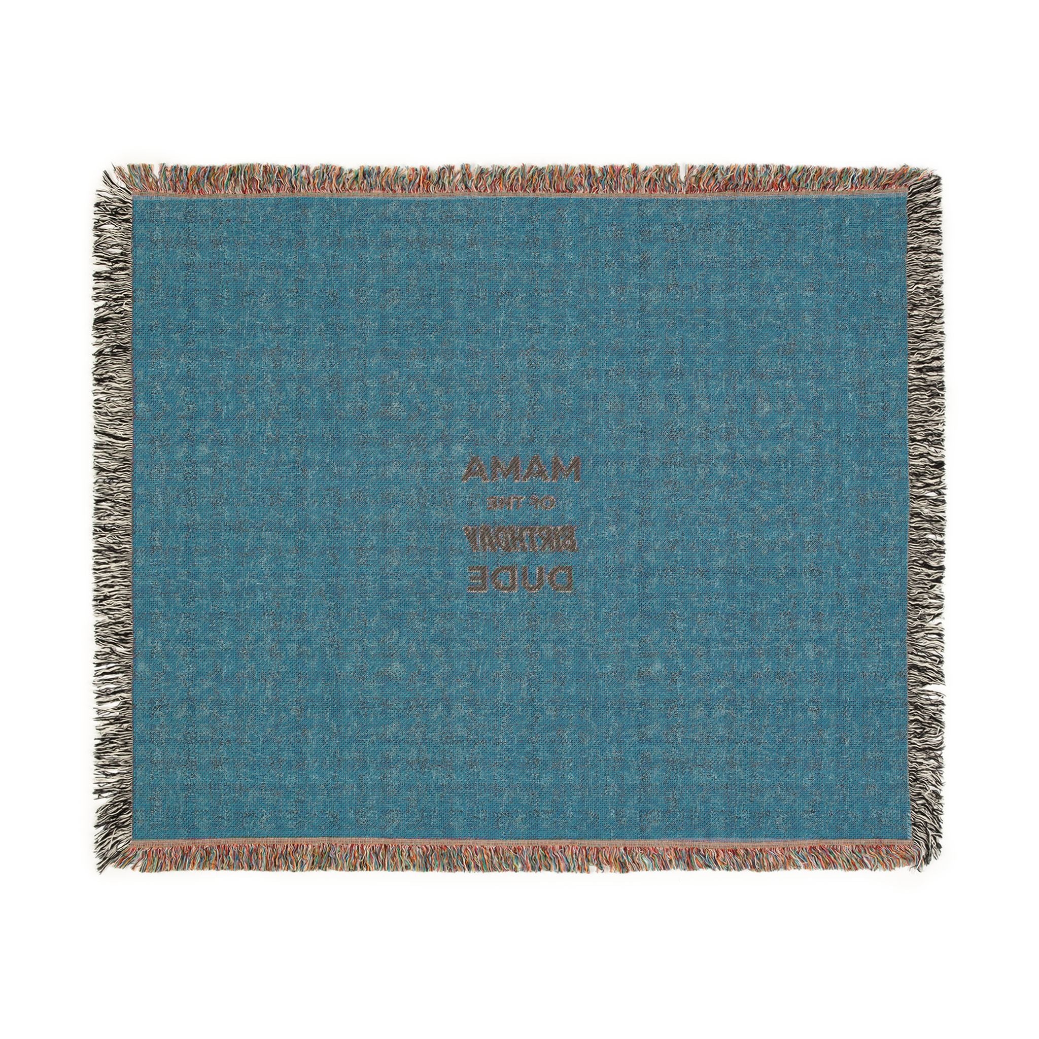 Woven Blanket — 'Mama Raised A Legend' Cozy Fringe Throw (Pink & Blue)
