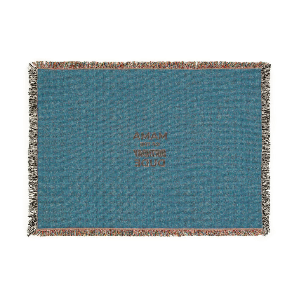 Woven Blanket — 'Mama Raised A Legend' Cozy Fringe Throw (Pink & Blue)