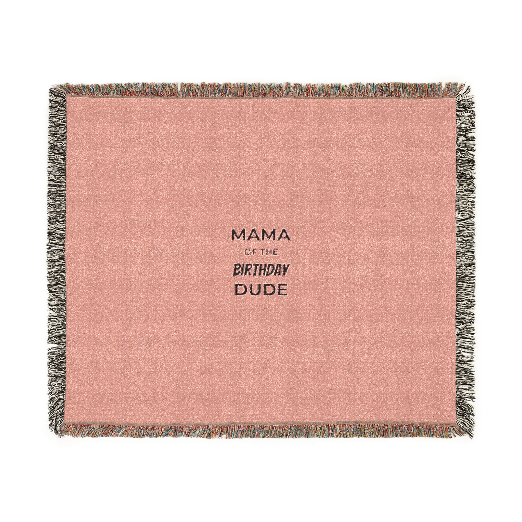 Woven Blanket — 'Mama Raised A Legend' Cozy Fringe Throw (Pink & Blue)