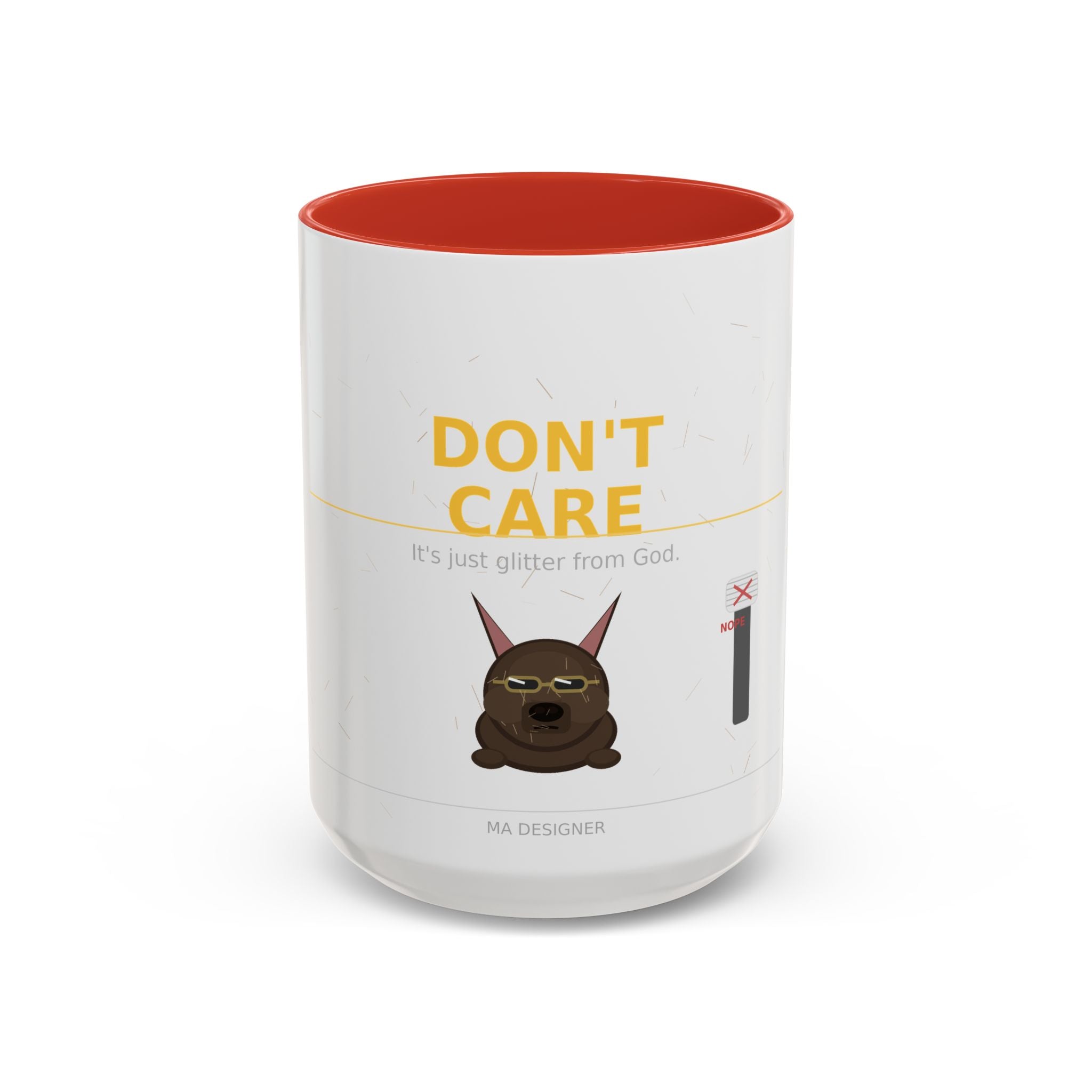 Don't Care Coffee Mug — Funny Cute Bat Character with 'It's Just Glitter From God'