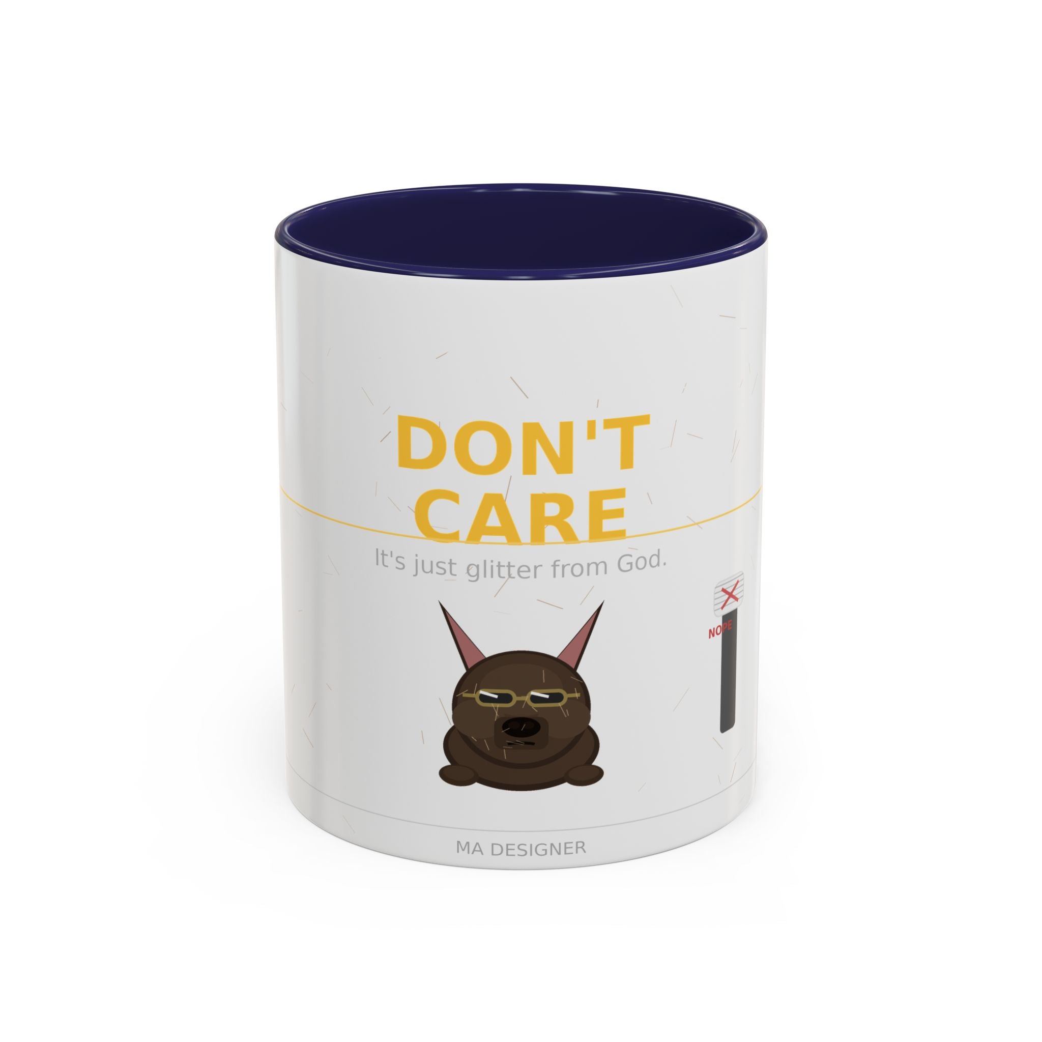 Don't Care Coffee Mug — Funny Cute Bat Character with 'It's Just Glitter From God'