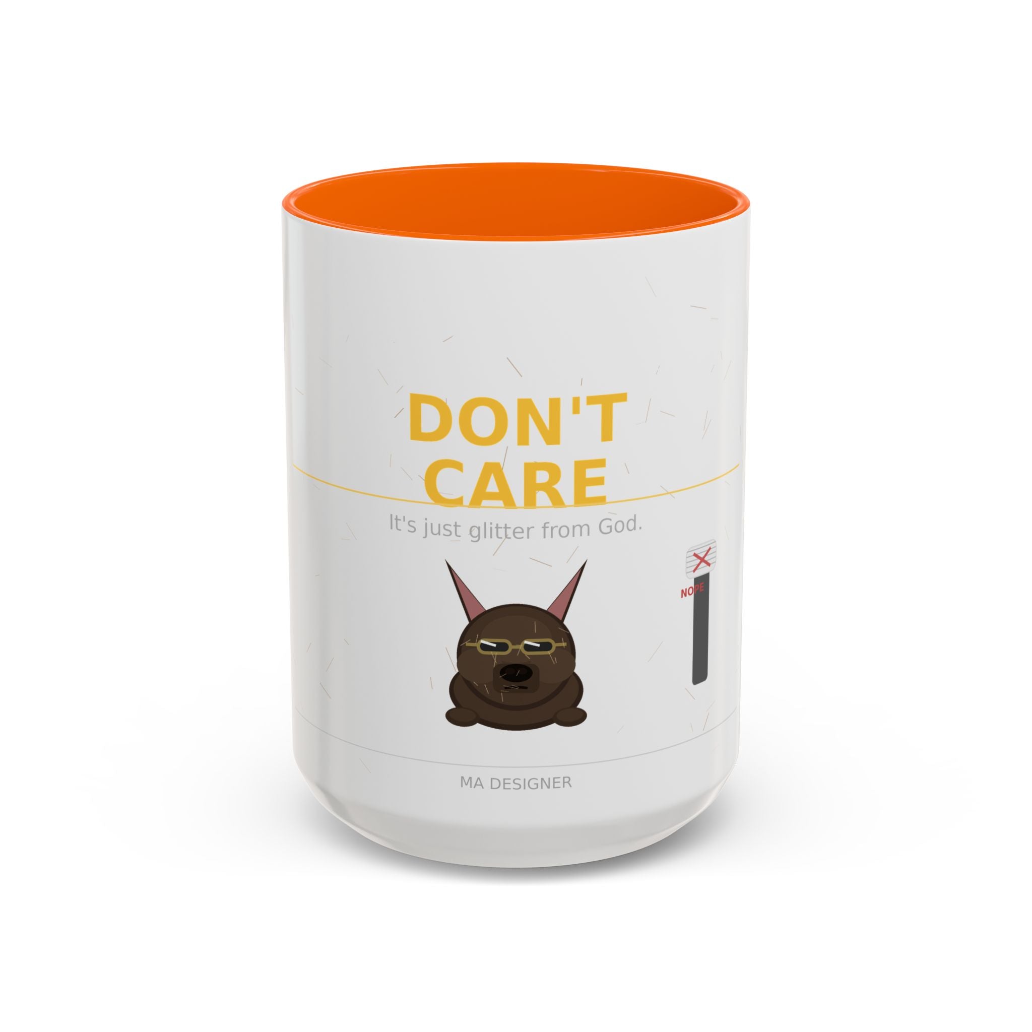 Don't Care Coffee Mug — Funny Cute Bat Character with 'It's Just Glitter From God'