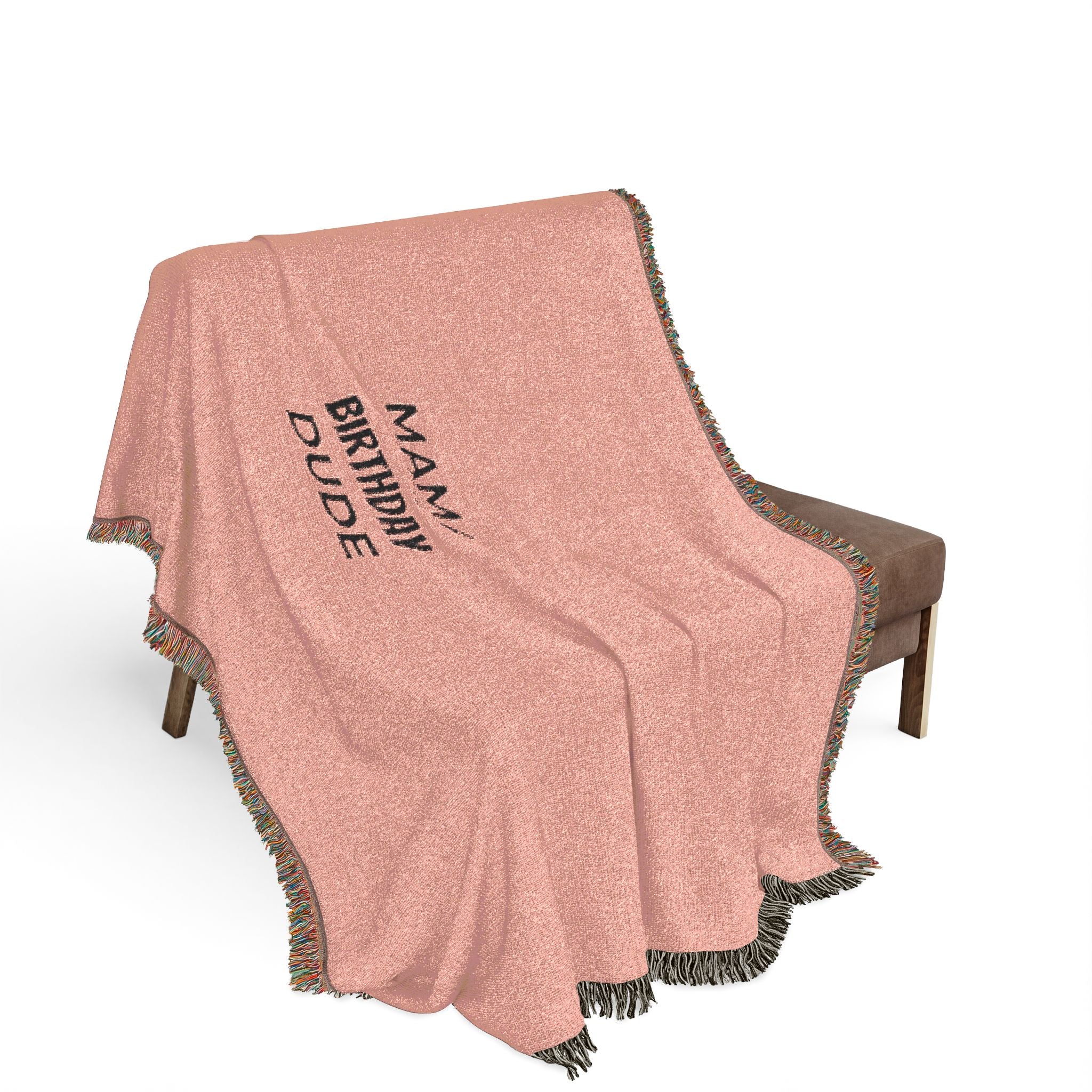 Woven Blanket — 'Mama Raised A Legend' Cozy Fringe Throw (Pink & Blue)