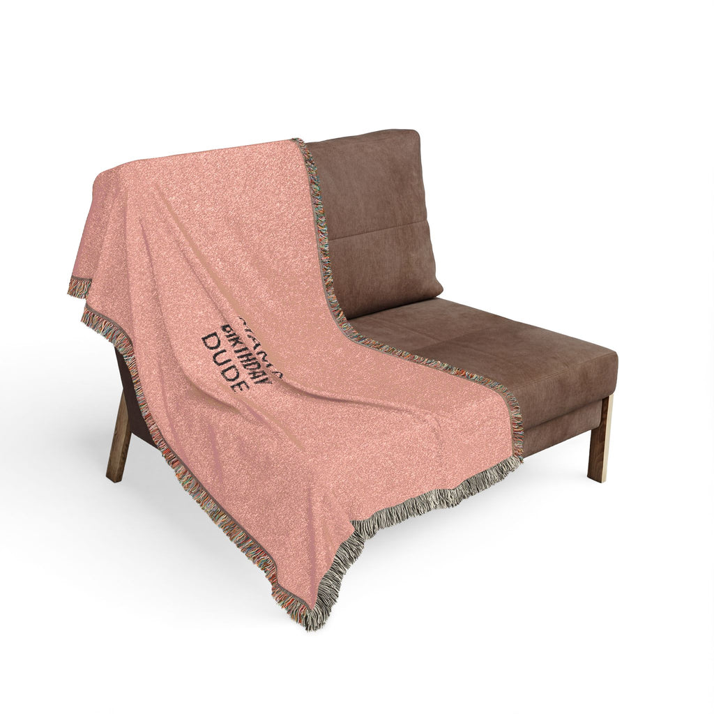 Woven Blanket — 'Mama Raised A Legend' Cozy Fringe Throw (Pink & Blue)