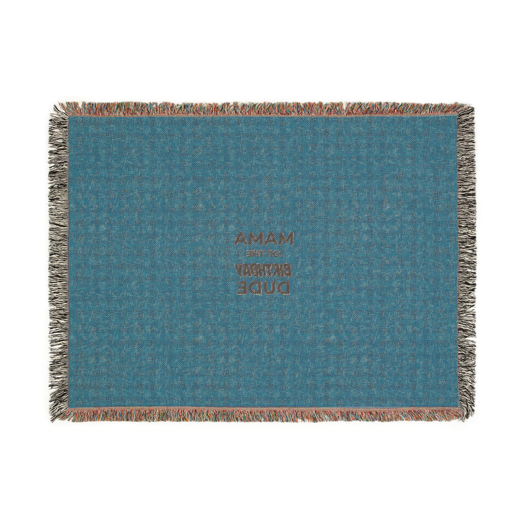 Woven Blanket — 'Mama Raised A Legend' Cozy Fringe Throw (Pink & Blue)