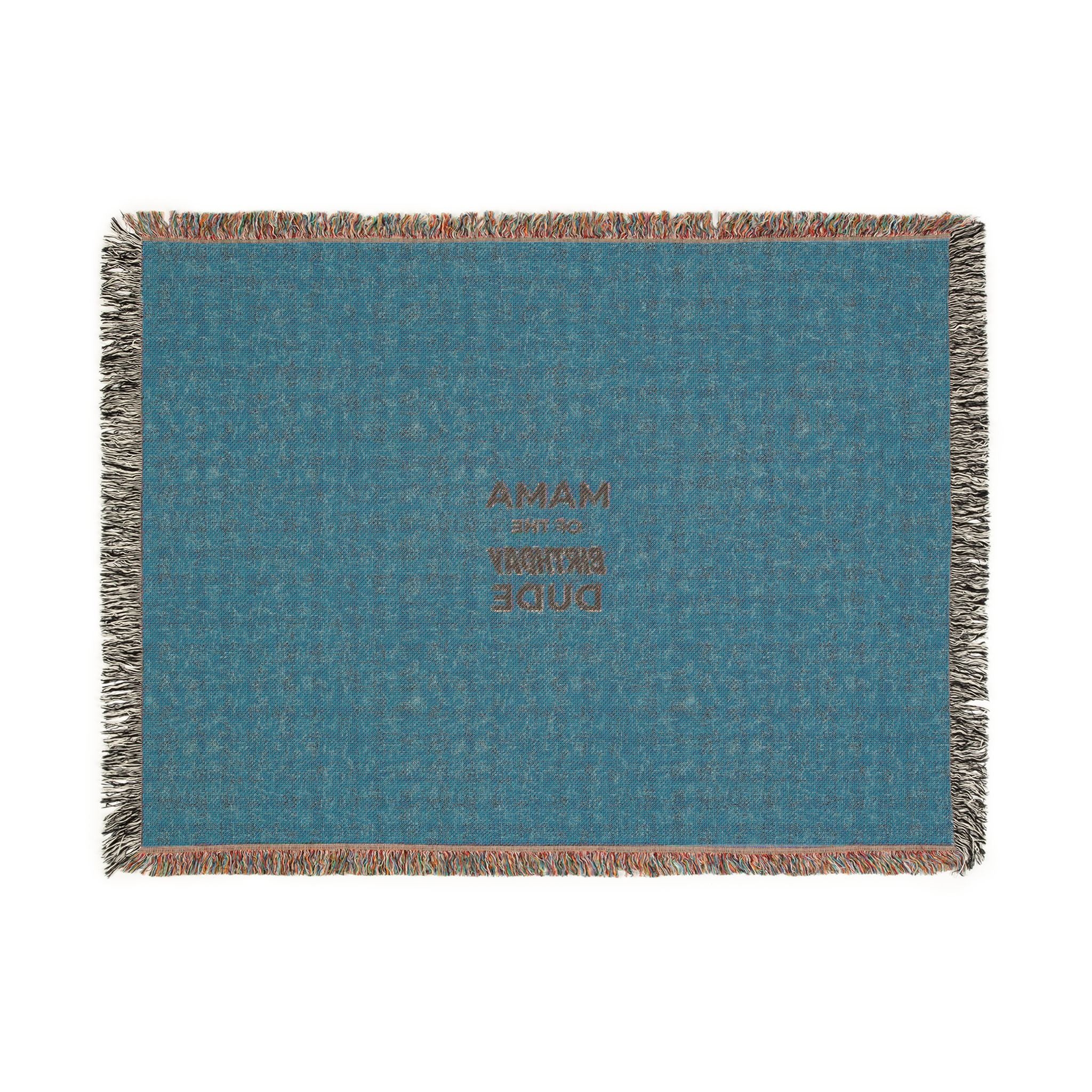 Woven Blanket — 'Mama Raised A Legend' Cozy Fringe Throw (Pink & Blue)