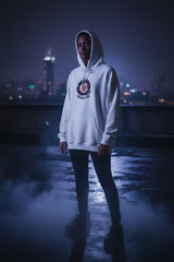 White hoodie with 'Basketball Boss' graphic on a white background