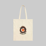 Beige tote bag with 'Dragon Soul' logo on a white background