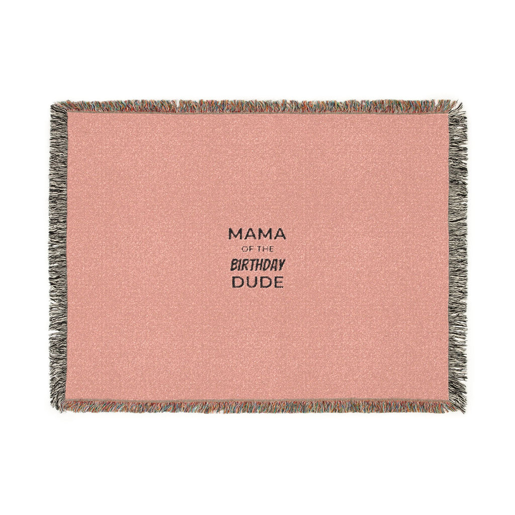 Woven Blanket — 'Mama Raised A Legend' Cozy Fringe Throw (Pink & Blue)