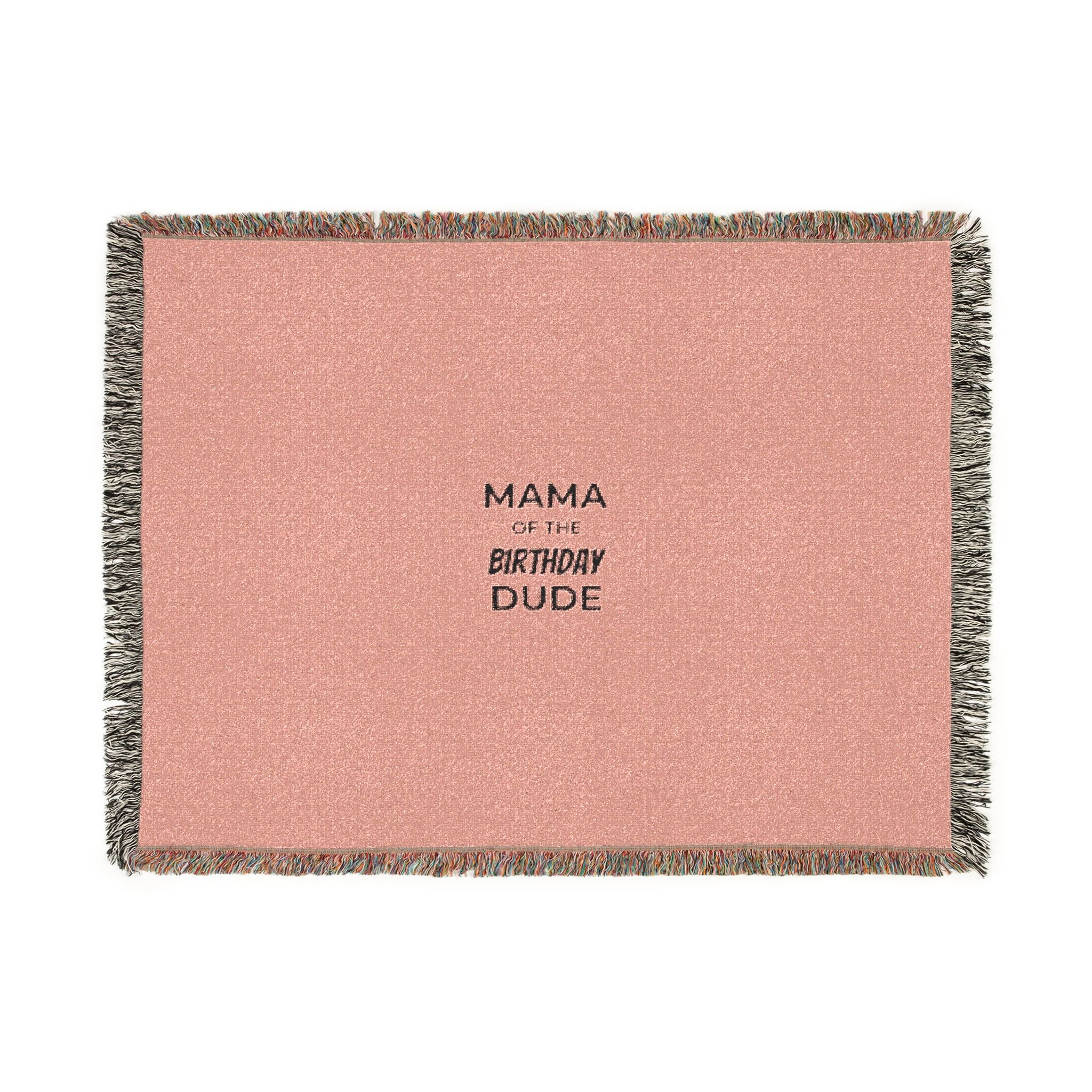 Woven Blanket — 'Mama Raised A Legend' Cozy Fringe Throw (Pink & Blue)