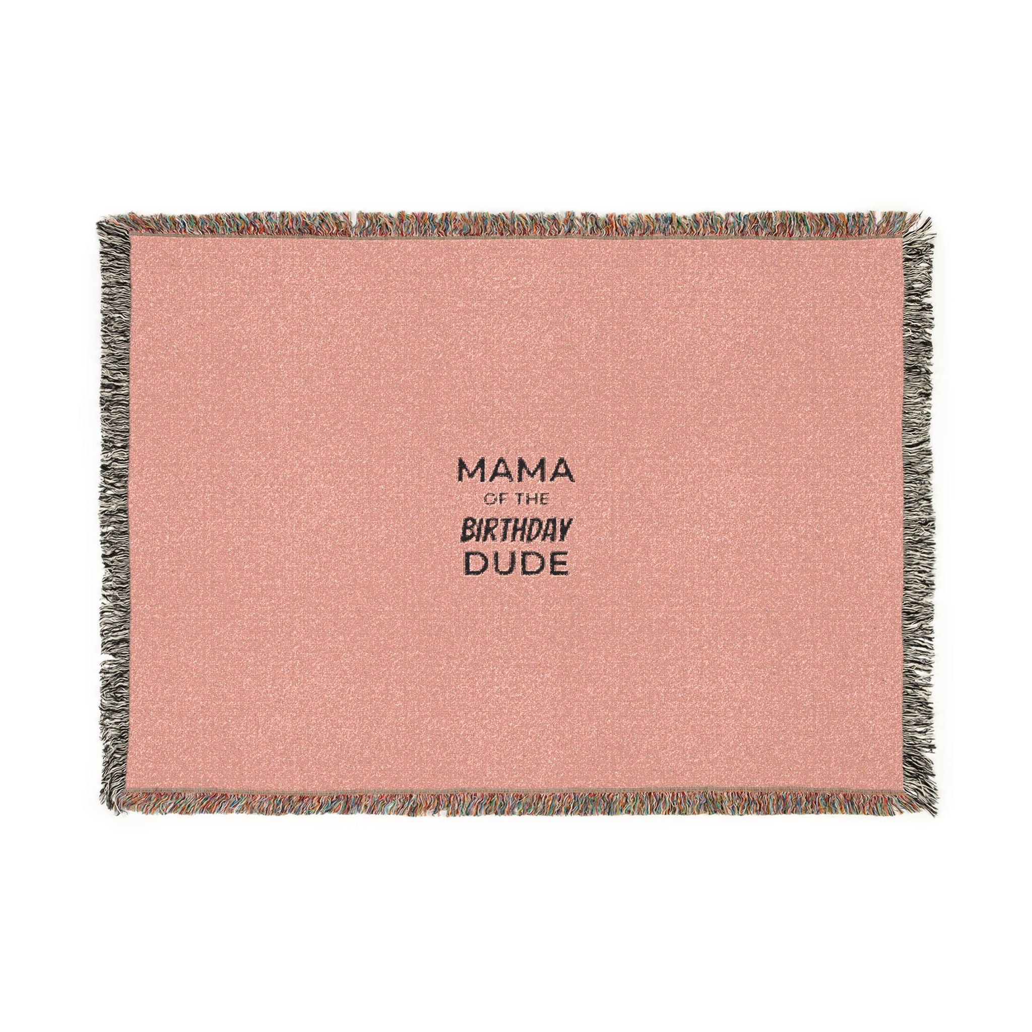 Woven Blanket — 'Mama Raised A Legend' Cozy Fringe Throw (Pink & Blue)
