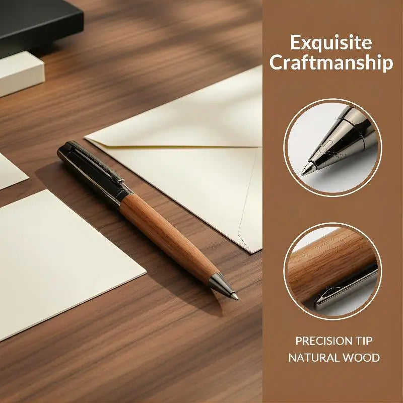 Business Gift Ballpoint Pen Set Wooden Metal Hybrid Design, Smooth