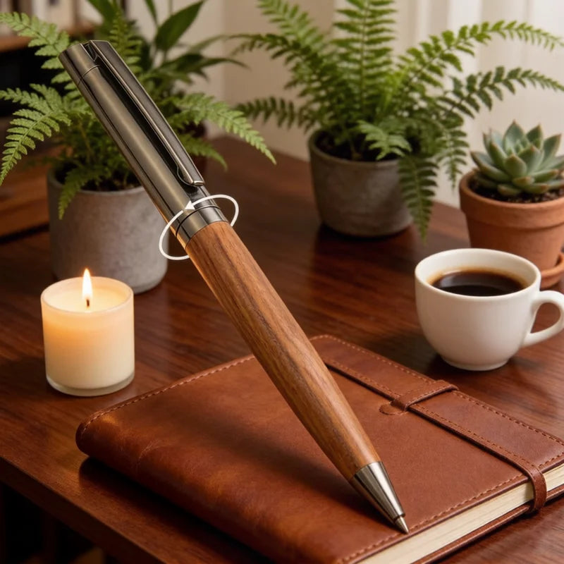 Business Gift Ballpoint Pen Set Wooden Metal Hybrid Design, Smooth